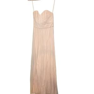 AMSALE Women's Blush Pink Sweetheart Neckline Wedding Chiffon Maxi Dress Size 2